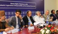 (Left to Right) Mr. Ghulam Muhammad Safi (Convener APHC, AJK & Pakistan) Mr. Hasnain Haider (Assistant Director Kashmir Desk, MOFA) Maj. Gen. (R) Ali Baz (Former Principal NIPCONS, National University of Science & Technology, Islamabad) Mr. Wazir Ahmad Jogezai (Former Deputy Speaker) Ambassador (R) Ashraf Jehangir Qazi (Retired Senior Pakistani Diplomat) Dr. Muhammad khan (Former HoD, National Defence University, Islamabad) Mr. Tahir Mehmood (PR Coordinator, MUSLIM Institute) Ms. Farhana Qazi (Fellow at the Center for Golbal Policy, USA & Author, and Instructor for US Military)