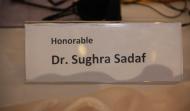 Name Tag of Honourable Dr. Sughra Sadaf