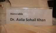 Name Tag of Honourable Dr. Aalia Sohail Khan