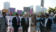 Ambassador (R) Munawar Saeed Bhatti (Former Additional Secretary, Ministry of Foreign Affairs) talking to participants of rally